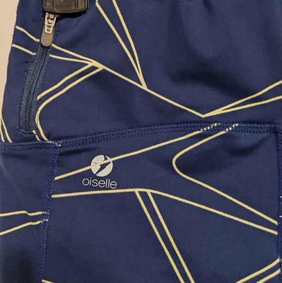 Oiselle blue yellow geometric leggings size 6 - Picture 7 of 11